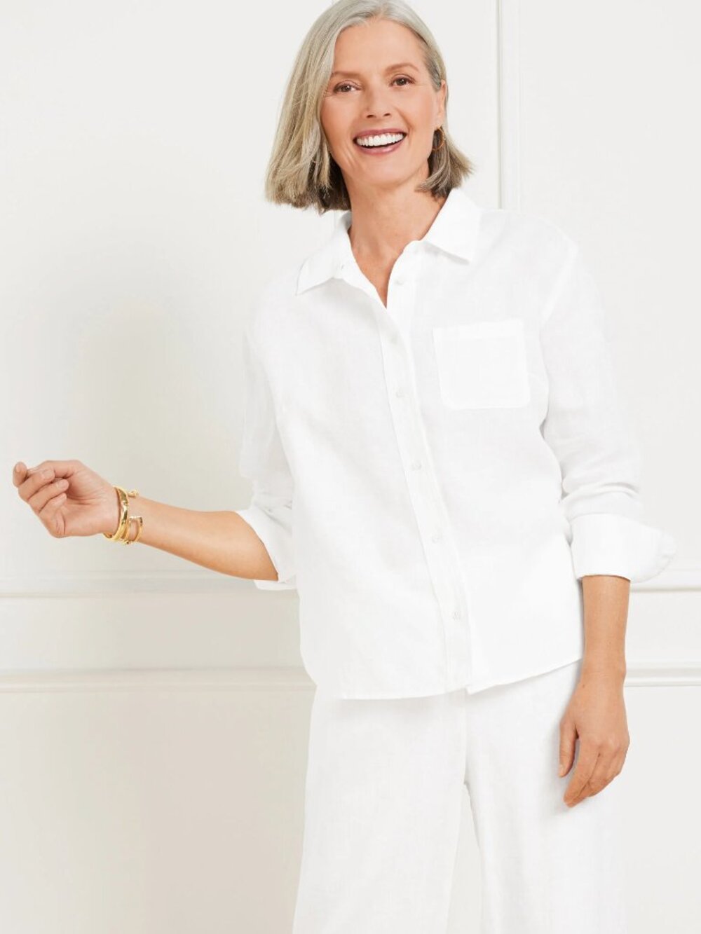 Talbots 100% Linen Button Down Shirt White Sz 3X- NWT